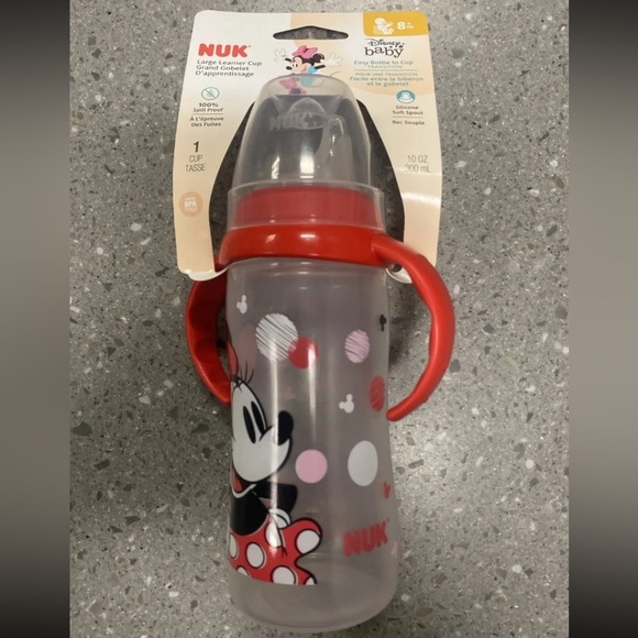 NUK Disney Large Learner Sippy Cup Minnie Mouse 10 Oz 1-Pack Spill Proof 9m+ - Picture 2 of 7